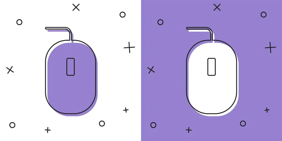 Set Computer mouse gaming icon isolated on white and purple background. Optical Stock Illustration