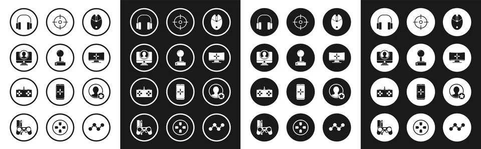 Set Computer mouse gaming, Joystick for arcade machine, Create account screen Illustrazione stock