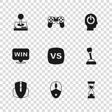 Set Computer mouse, Gear shifter, Old hourglass, VS Versus battle, Power bu.. 스톡 일러스트