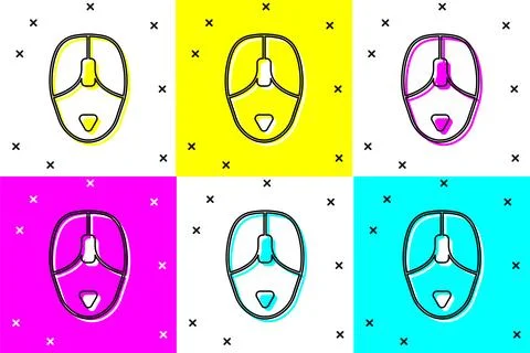 Set Computer mouse icon isolated on color background. Optical with wheel sy.. Stock Illustration