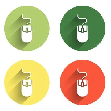 Set Computer mouse icon isolated with long shadow background. Optical with .. Stockillustratie