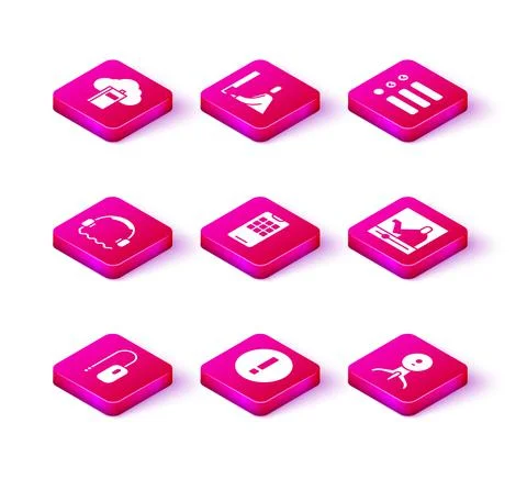 Set Computer mouse, Information, Headphones, Mobile, Web camera, Online 스톡 일러스트