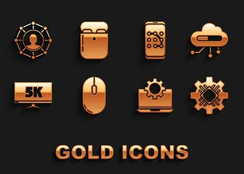 Set Computer mouse, Internet of things, Processor, Laptop and gear, Monitor イラスト素材