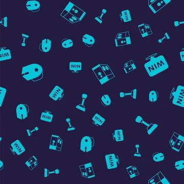 Set Computer mouse, Medal, Case of computer and Gear shifter on seamless pattern Stock Illustration