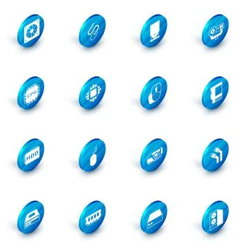 Set Computer mouse, Optical disc drive, Web camera, Processor with CPU, Hard イラスト素材