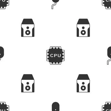 Set Computer mouse, Processor with CPU and Uninterruptible power supply on Illustrazione stock