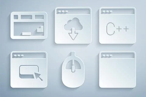 Set Computer mouse, Software, Browser files, window, Cloud technology data イラスト素材