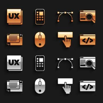 Set Computer mouse, UI or UX design, Front end development, Keyboard, Bezier 스톡 일러스트