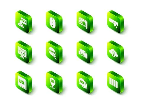 Set Computer mouse, UI or UX design, Cloud computing lock, Color palette guide Stockillustratie