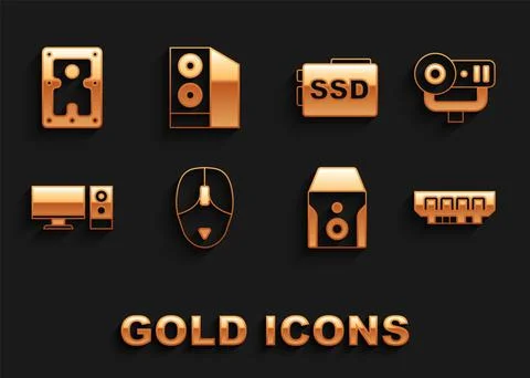 Set Computer mouse, Web camera, RAM, random access memory, Uninterruptible power Stock Illustration