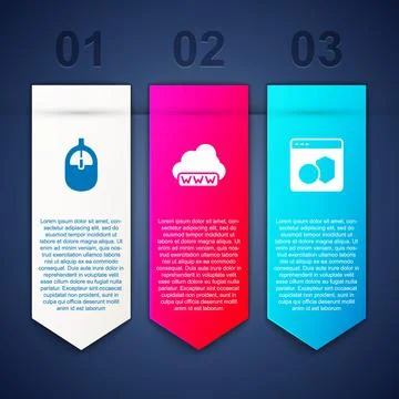 Set Computer mouse, Web development and Software. Business infographic template 스톡 일러스트