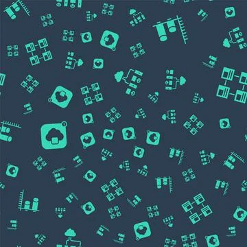 Set Computer network, Data analysis, Cloud technology data transfer and Illustrazione stock