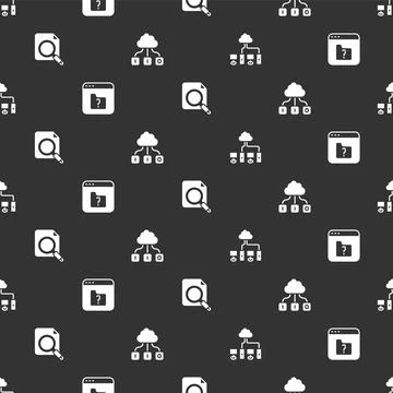 Set Computer network, File missing, Search concept with folder and Cloud 스톡 일러스트