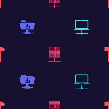 Set Computer network, FTP folder download, Server, Data, Web Hosting and Hammer 스톡 일러스트