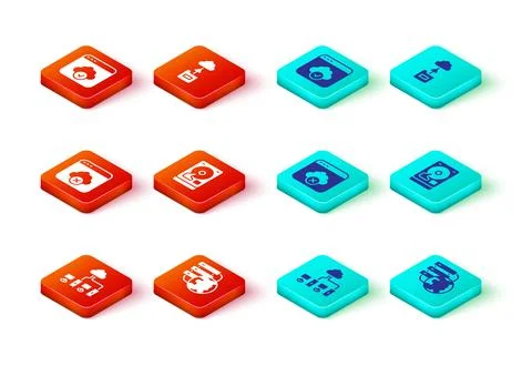 Set Computer network, Network cloud connection, Failed access storage, Hard disk Stockillustratie