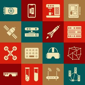 Set Computer network, Neural, Server, Data, Web Hosting, Coffee machine, Motion Stockillustratie