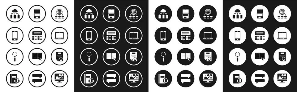 Set Computer network, Online quiz, test, survey, Mobile phone, Cloud online 스톡 일러스트