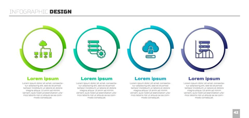 Set Computer network, Server and gear, Cloud computing lock and Server, Data Stock Illustration