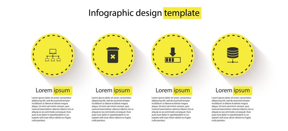 Set Computer network, Trash can, Loading and Server, Data, Web Hosting. Business Illustrazione stock