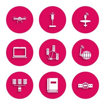 Set Computer network, User manual, Smartwatch, Social, Server, Data, Web Host Stock Illustration