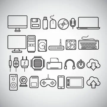 Set Of Computer Parts Illustrazione stock