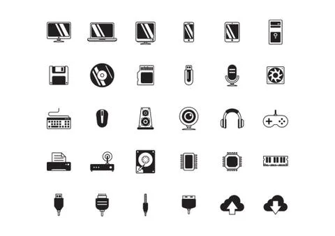 Set Of Computer Parts Stock Illustration