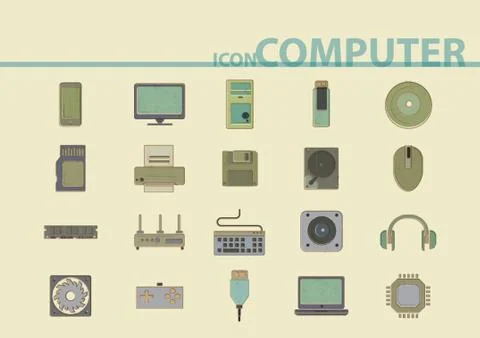 Set Of Computer Parts Illustrazione stock