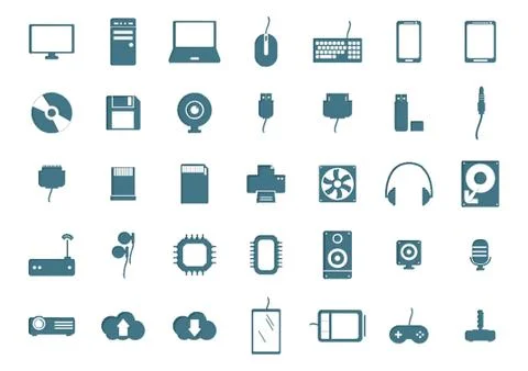 Set Of Computer Parts Stock Illustration