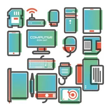 Set Of Computer Parts Illustrazione stock