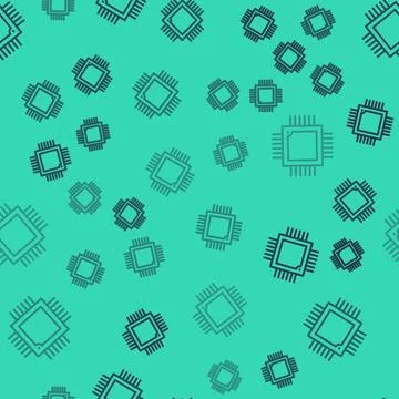 Set Computer processor with microcircuits CPU icon isolated on black and white イラスト素材