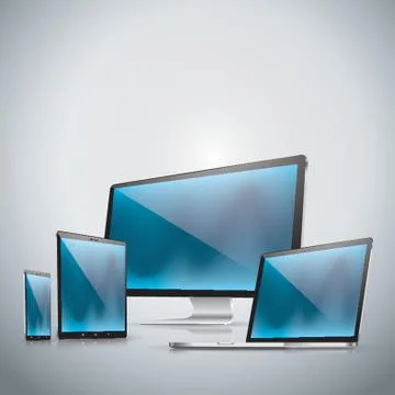 Set of Computer Products Stock Illustration