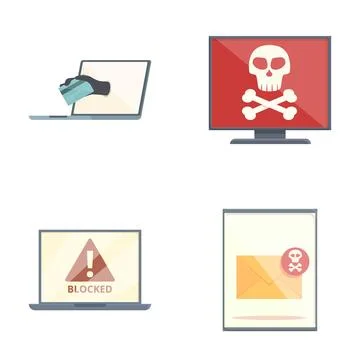 Set of computer security icons Stock Illustration
