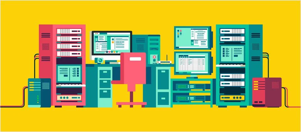 Set of computer server illustration vector イラスト素材