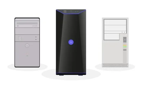 A set of computer system blocks, modern, outdated, and the usual home look. Flat Illustrazione stock