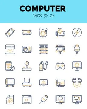 Set of Computer Two Color icons for logo &amp; web. Vector illustration Stock Illustration