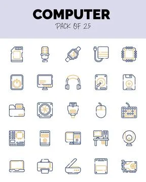 Set of Computer Two Color icons for logo &amp; web. Vector illustration Stock Illustration
