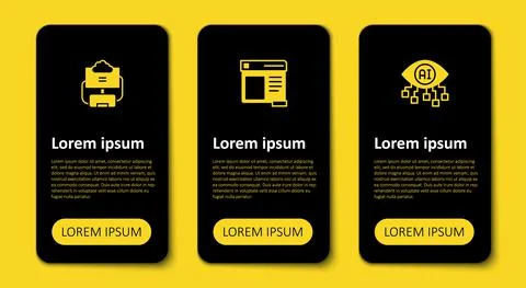 Set Computer vision, Browser window and Cloud database. Business infographic イラスト素材