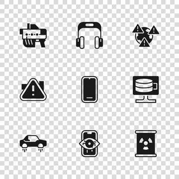 Set Computer vision, Cloud database, Radioactive waste in barrel, Mobile ph.. イラスト素材