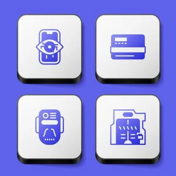 Set Computer vision, Credit card, Artificial intelligence robot and Futuristic 스톡 일러스트