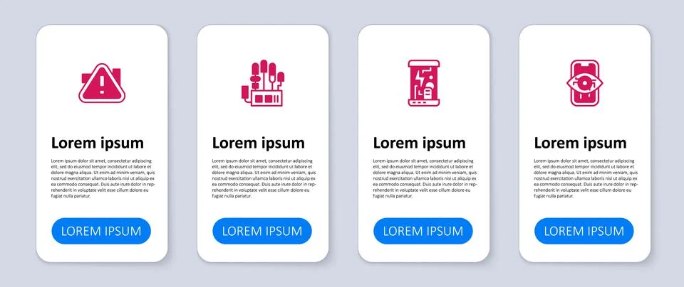 Set Computer vision, Cryogenic capsules, Mechanical robot hand and Exclamation Ilustración de archivo