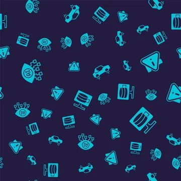 Set Computer vision, Exclamation mark in triangle, Fantastic flying car and イラスト素材