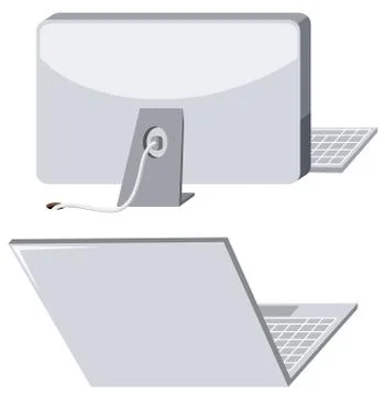 Set of computer white background Stock Illustration