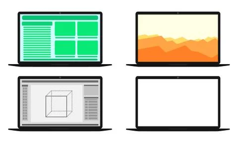 Set of computers with different screens Illustrazione stock