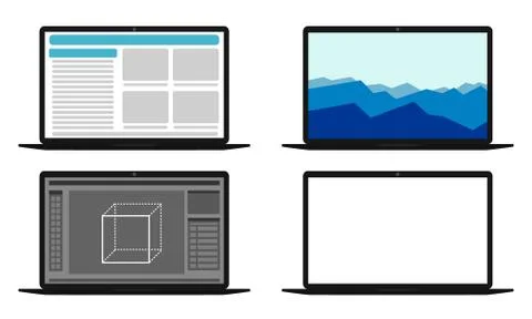 Set of computers with different screens Stock Illustration