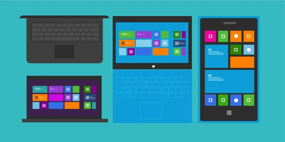 Set of computing device Stock Illustration