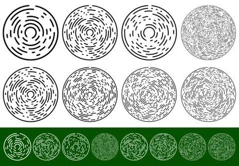 Set concentric, circular elements with dashed lines Stock Illustration