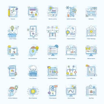 Set of Concept Line Icons Stock Illustration