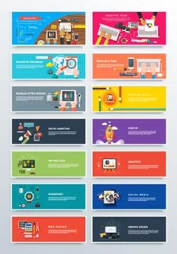 Set Concept Pay Per Click, Startup and Analitics Stock Illustration