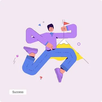 Set of concept vector business illustrations of a businessman holding a flag Stock Illustration