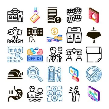 Set of concepts and symbols creating diverse iconography Stock Illustration